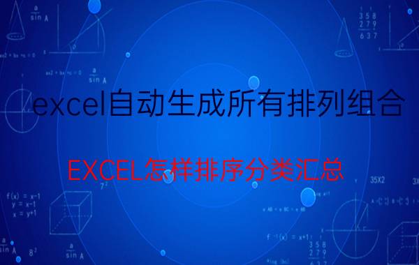 excel自动生成所有排列组合 EXCEL怎样排序分类汇总？